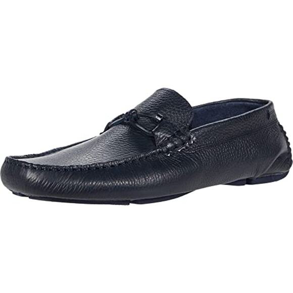Ted Baker Ottro Blue Pebbled Leather Driver Loafers Shoes Size 10 - Picture 1 of 12